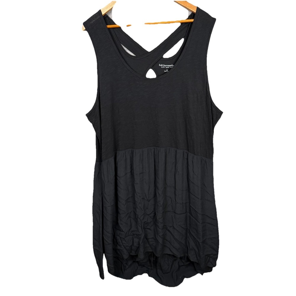 Soft‎ Surroundings crisscross back dress size 2X tank black dress high low